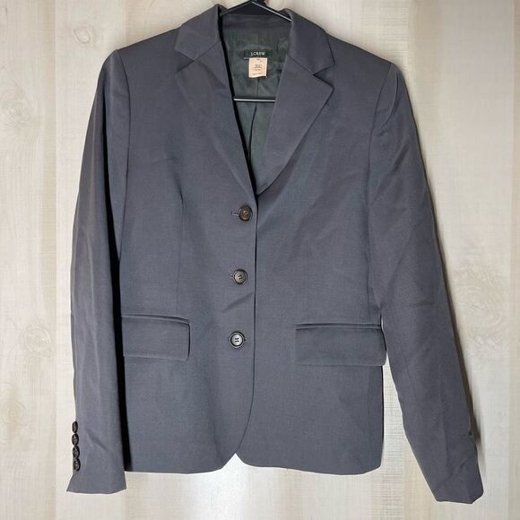 J. Crew gray 3 button wool lined blazer, size 4 petite - Picture 1 of 12